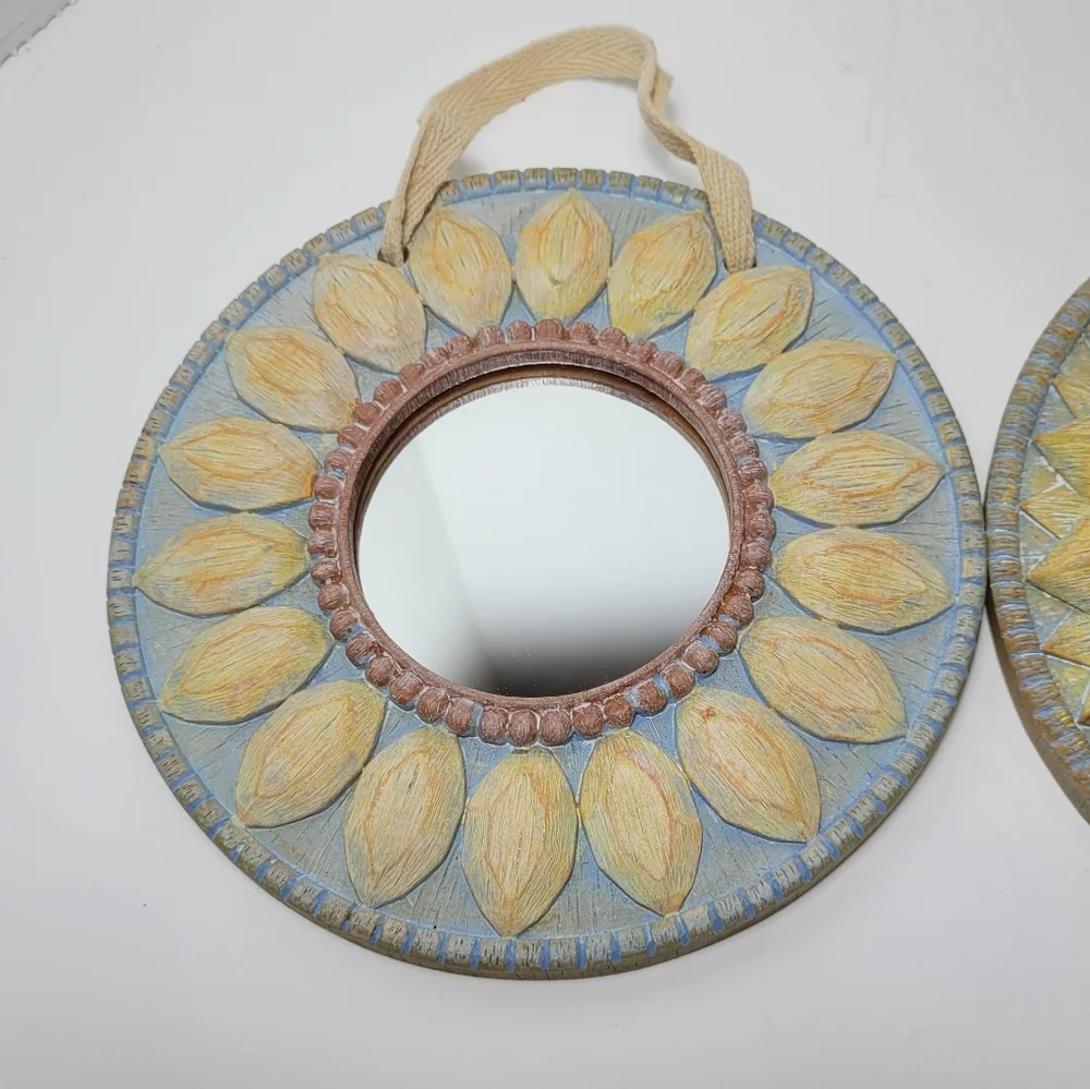 Set of Three Sunflower Theme Wall Decor Mirrors